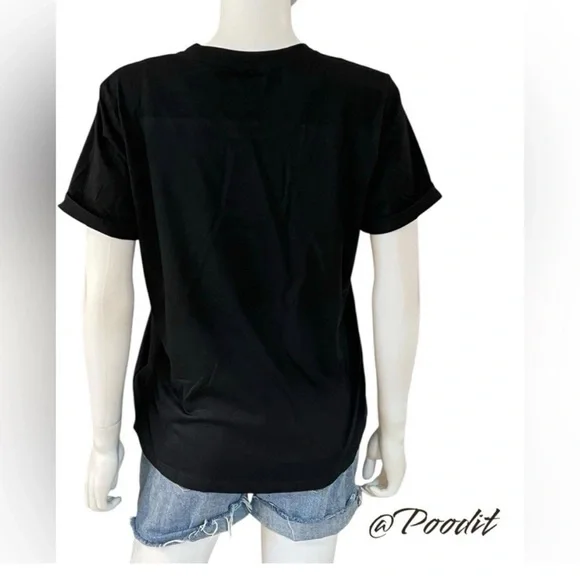 Sequin bunny black soft loose fit Easter holiday tee L XL 2XL - Picture 5 of 6